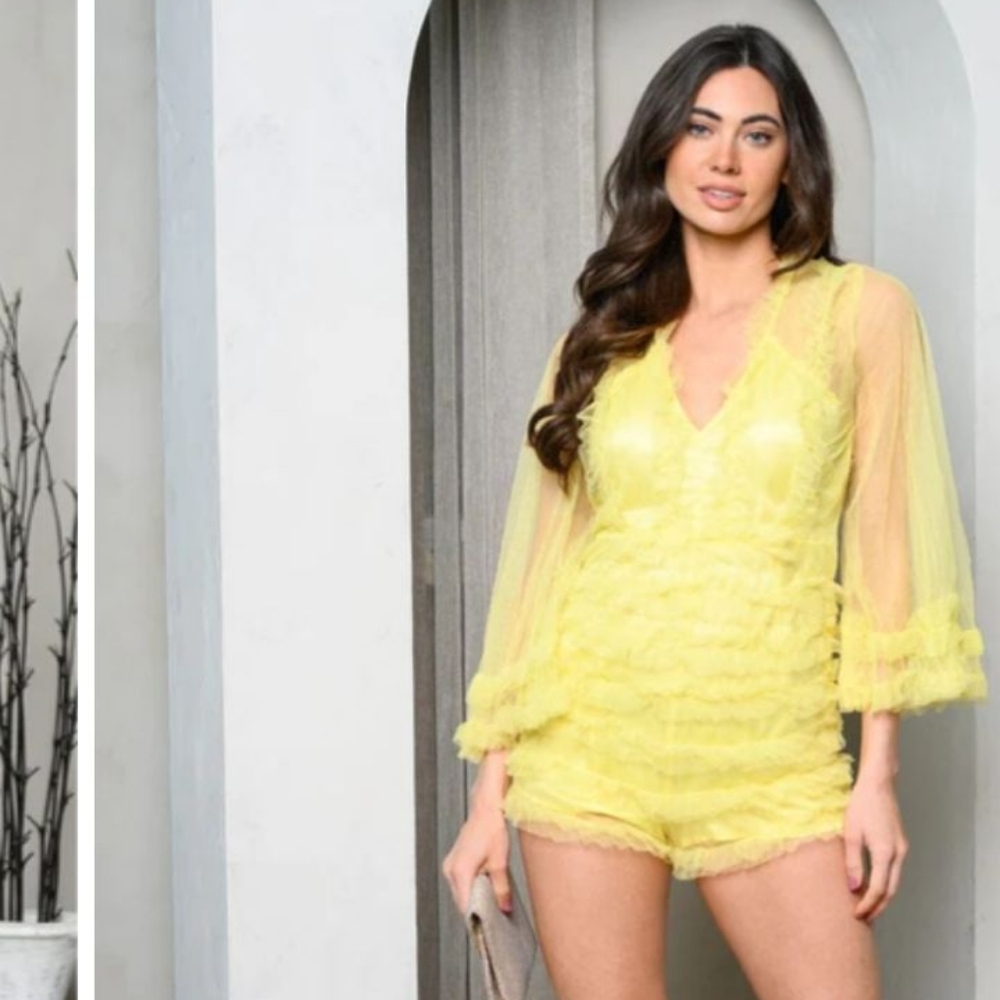 Luminous Yellow Lace Chemise